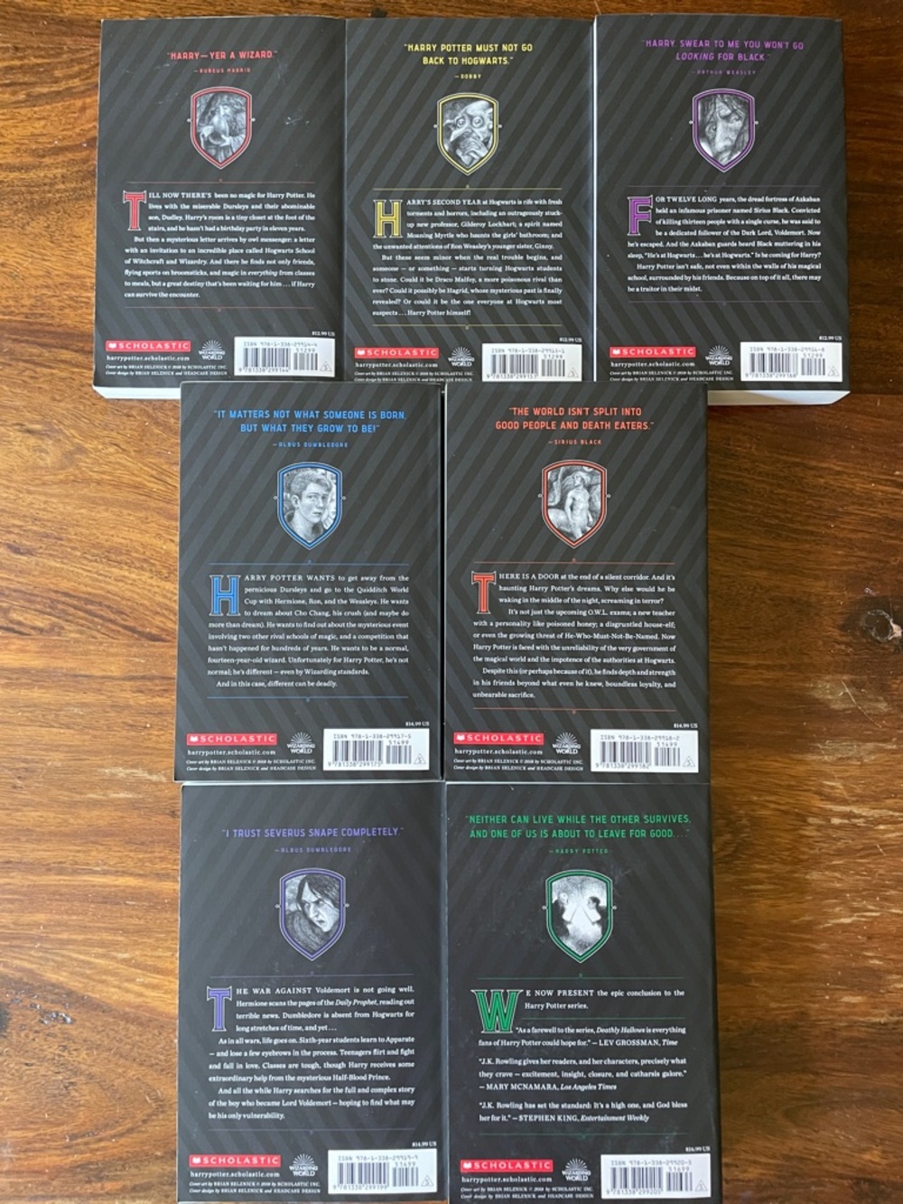 7 Harry Potter Complete Books Set of Seven Scholastic Black White Covers - Picture 2 of 16
